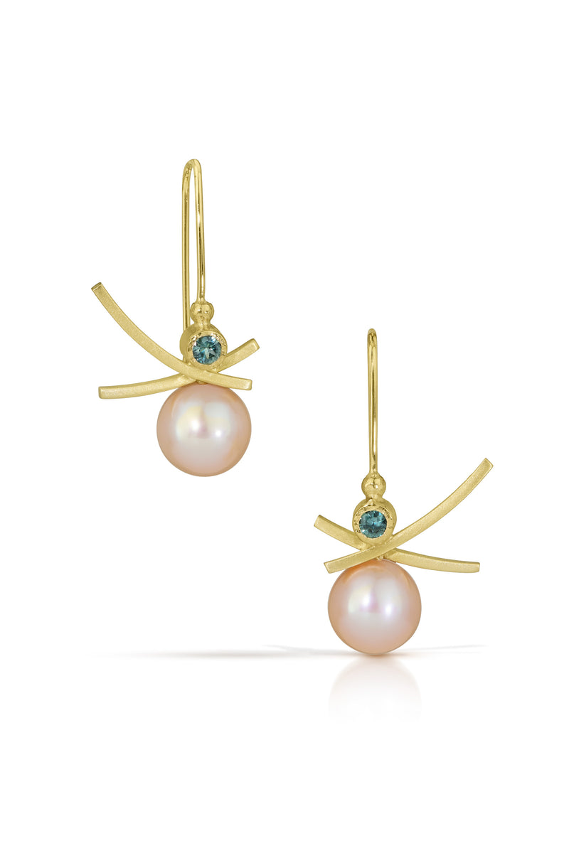 Peach and Blues Earrings (short)