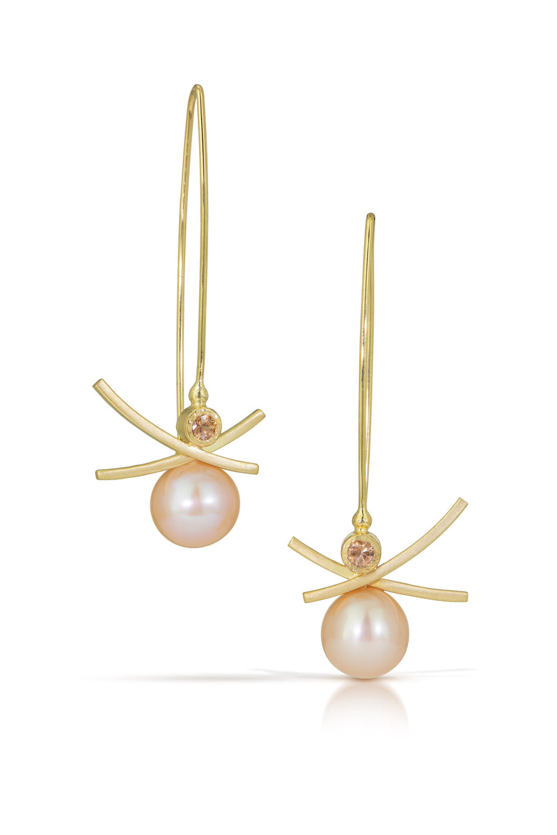 Peachy Pearl Earrings (long)